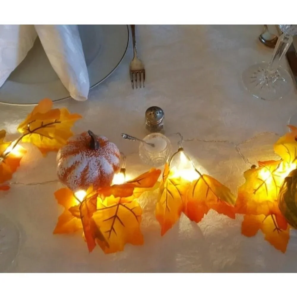 3-Pack Fall Decor Lighted Fall Garland, Total 24.6ft 60 LED Thanksgiving